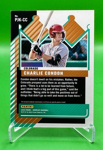2025 Donruss Baseball Charlie Condon Prospect Jersey Kings Orange Ice - Picture 2 of 2
