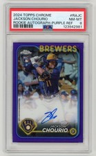2024 Topps Chrome Rookie Auto Purple Refractor #RA-JC Jackson Chourio /250 PSA 8