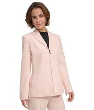 DKNY Womens Solid Zip Front Blazer Jacket, pink, 2