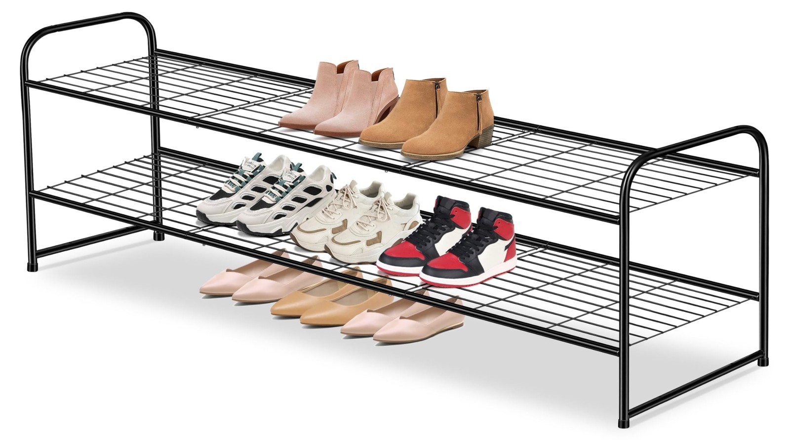 2-Tier Metal Stackable Shoe Rack Organizer for Closet Wide Storage