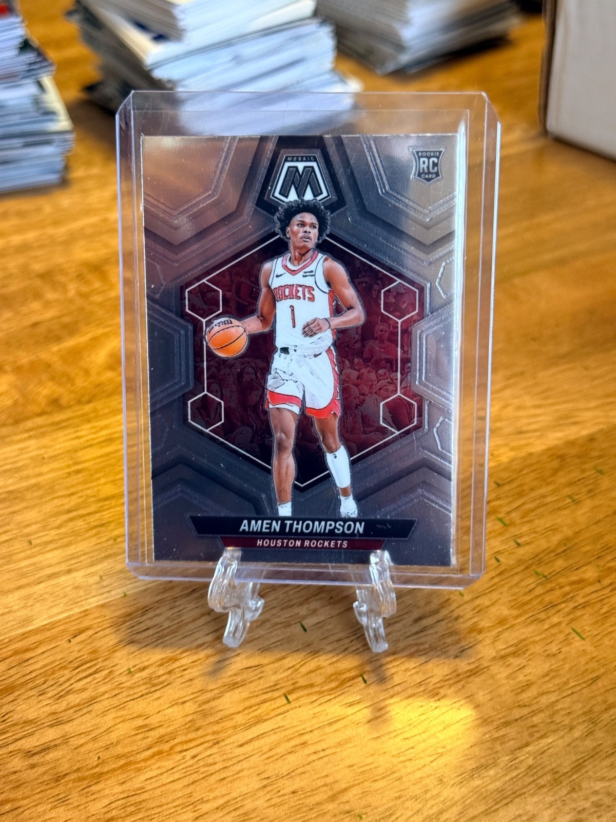 2023-24 Panini Mosaic Amen Thompson Rookie #230 Silver Prizm RC Houston Rockets