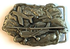 VTG 1977 Cessna Airplane pilot Belt Buckle Bergamot Brass Works USA Made, Pewter