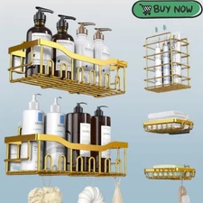 EUDELE 5-Pack Rustproof Stainless Steel Shower Caddy – No Drill Adhesive new