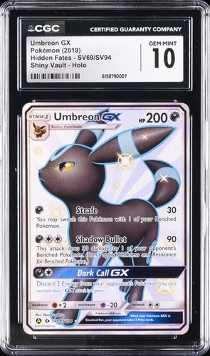 2019 POKEMON HIDDEN FATES SHINY VAULT UMBREON GX #SV69/SV94 HOLO CGC 10 GM