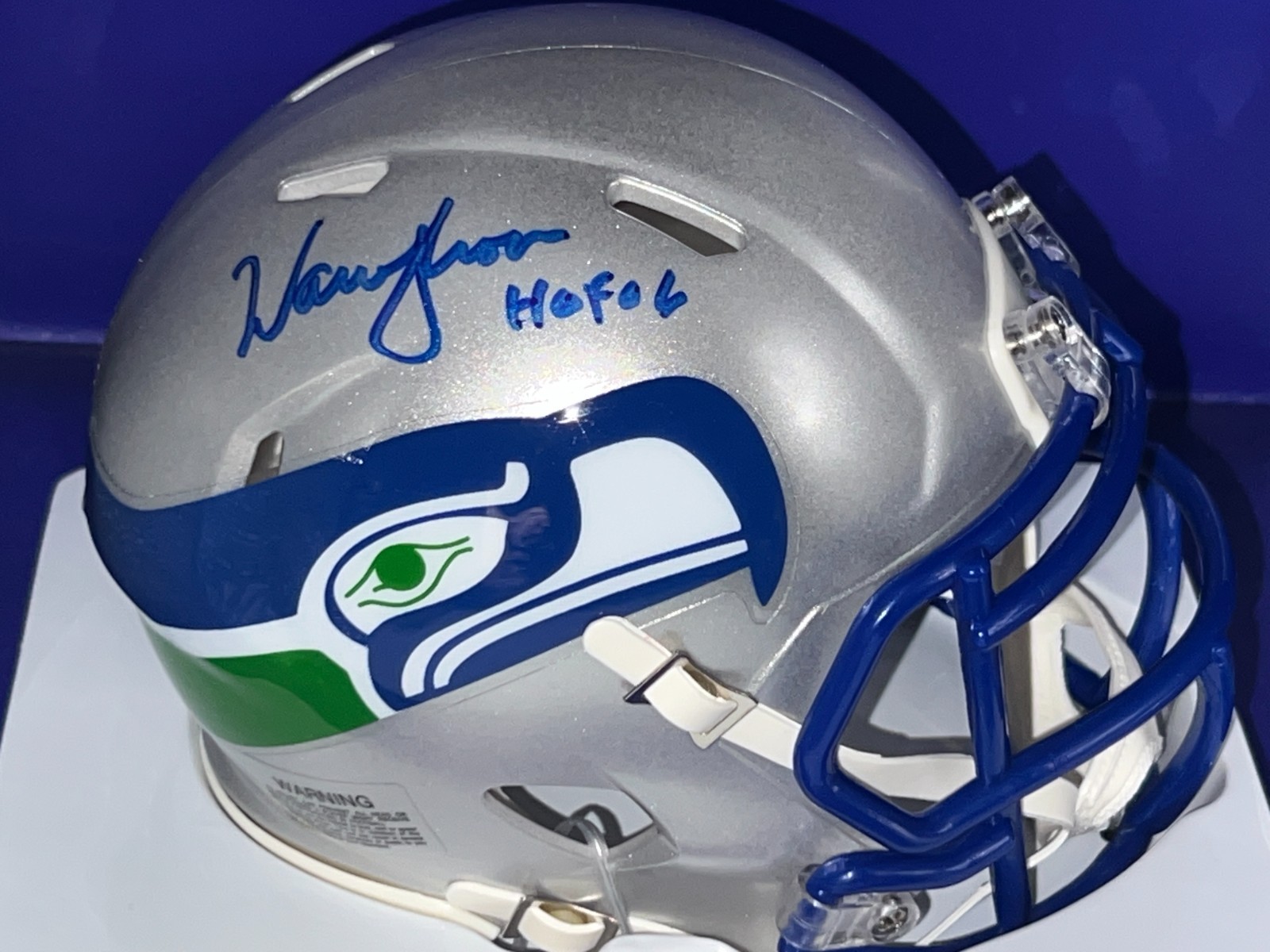 WARREN MOON SEATTLE SEAHAWKS HOF 06 JSA AUTHENTIC THROWBACK SIGNED MINI 