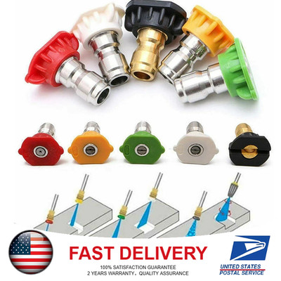 5X 1/4'' Pressure Washer Spray Tips Nozzles High Power Kit Quick Connect Set US