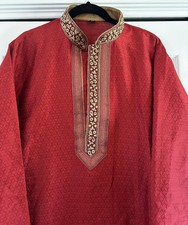 Middle Eastern Style Kurta Red Traditional Long Top / Shirt Men Size 44