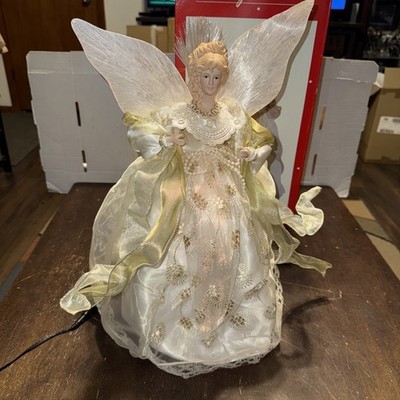 Vintage JC Penny HomeCollection Fiber Optic  Angel  Tree Topper Large 18  W/ Box
