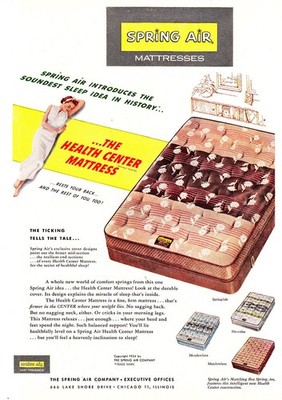 1954 Spring Air Mattress: Soundest Sleep Idea in History Vintage Print Ad