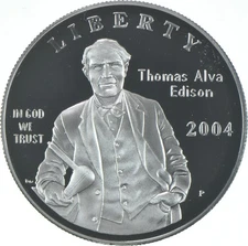 2004-P Proof Thomas Edison Commemorative Silver Dollar $1