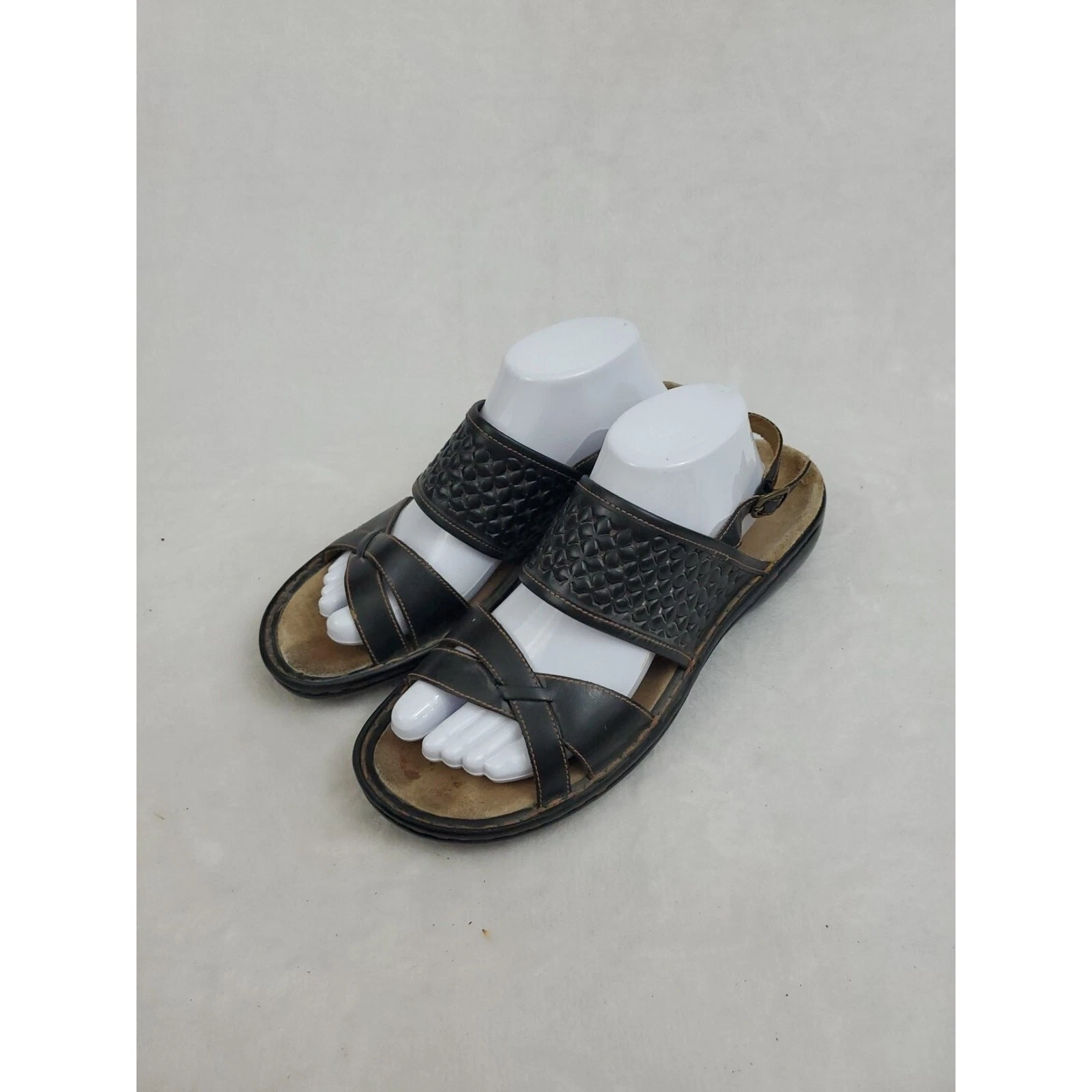 Sandali Clarks slingback con cinturino donna taglia 10 M pelle nera fibbia punta aperta