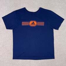 Vintage 90s Adidas Graphic T-Shirt Size Medium Blue Round Neck Retro Made in USA