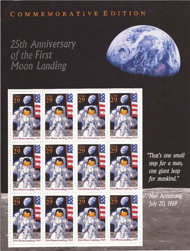 Estampilla de Estados Unidos - 1994 Moon Landing 25 aniversario hoja de 12 estampillas - #2841 - Imagen 1 de 1
