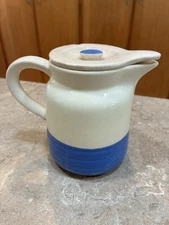 Universal Potteries Vtg Cream Pitcher With Lid Blue White