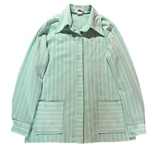 True Vintage 70s Sears Women  s Polyester Button Up Shirt Green Size M/L