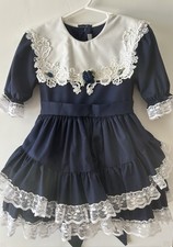 Handmade Vintage Girls Party Dress with Lace, Tiered Skirt, Petticoat, Size 3T