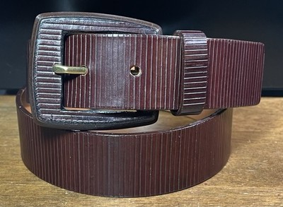 Harold Powell Brown Leather Fashion Belt SzM/29 1-3/8 Wide EUC Italy