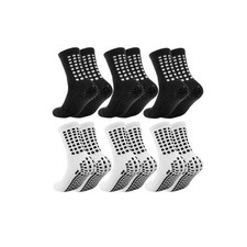 6 Pairs Kids Grip Soccer Socks Cushioned Non Slip Grippy Football Athletic Sp...