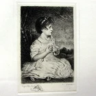 DAMMAN Eau forte Engraving After Joshua REYNOLDS Age of Innocence Lamb 7x11