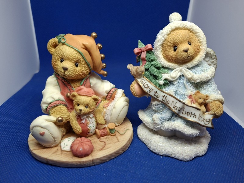 Lot Of 2 1990s Cherished Teddies Grace Glory To Newborn King & Meri Handsewn