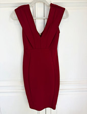 PrettyLittleThing Womens Red V-Neck Sleeveless Bodycon Sheath Knit Zip Dress 2
