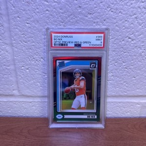 2024 Donruss Bo Nix Optic Rated Rookie Preview Red and Green #369 PSA 9