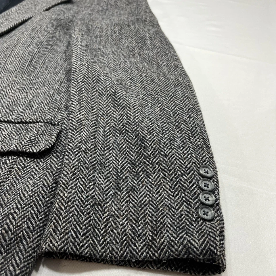 Blazer Harris Tweed Espiga Lana Abrigo Deportivo Chaqueta Hombre’s 46L Gris Negro De Colección Foto 3 de 4
