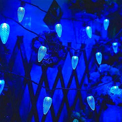 Borita C9 Faceted Outdoor Blue Christmas Light String Stayon 17ft 25 Leds Commer