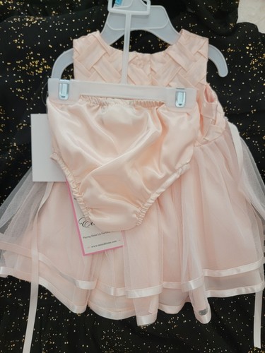 NWT Rare Editions Baby Girls Peach Dress 3-6 Months - Picture 2 of 2