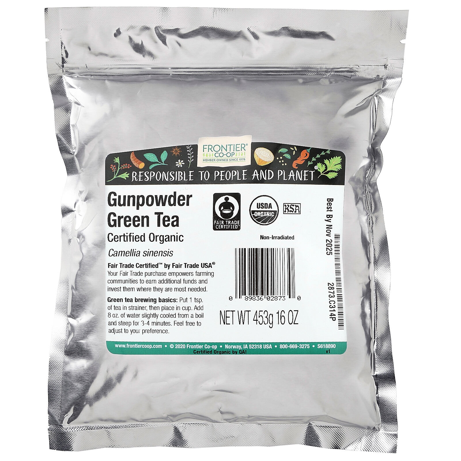 Organic Gunpowder Green Tea, 16 oz (453 g)