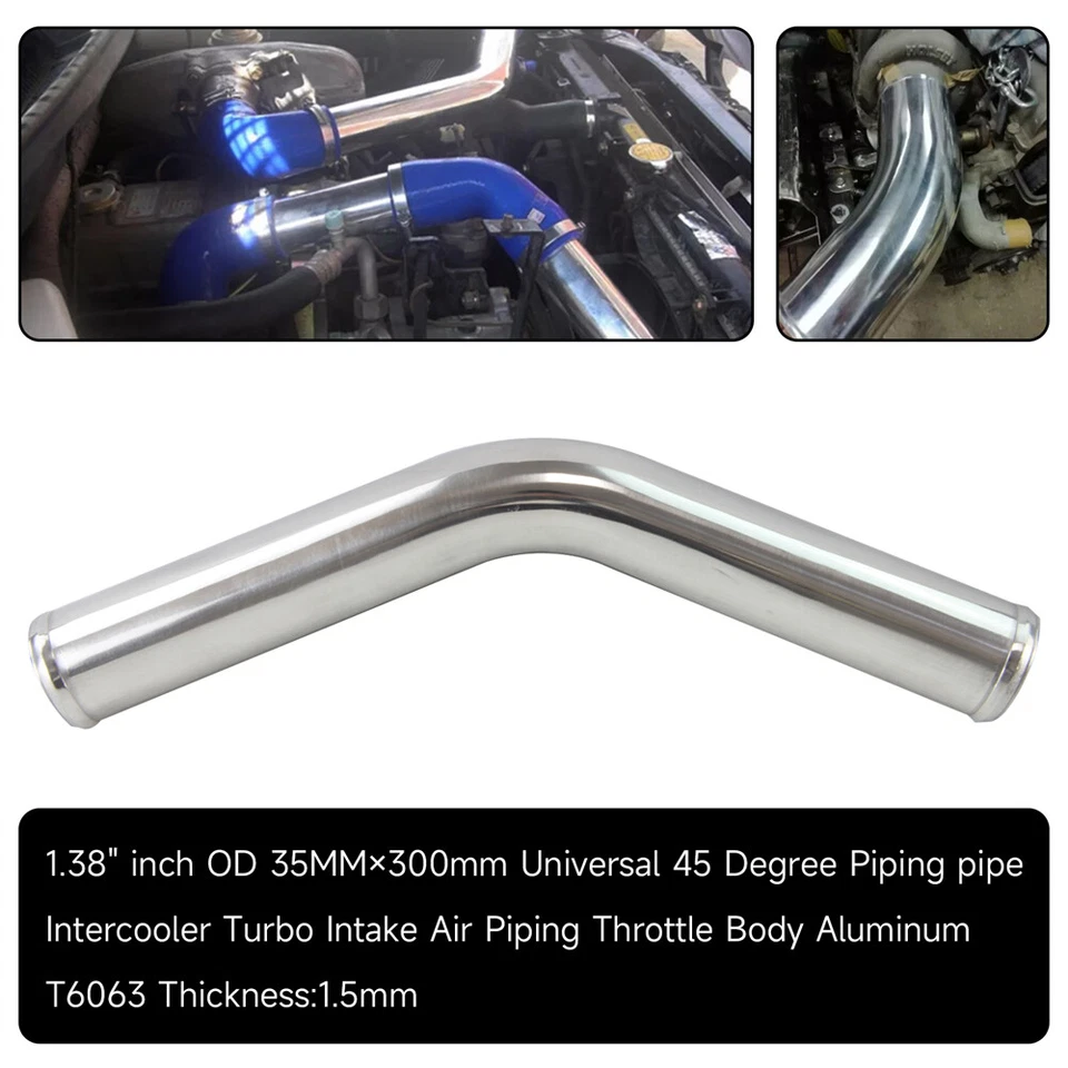 Manguera de tubería de intercooler turbo de aluminio de 35 mm 1,38" pulgadas 45 grados SL Foto 2 de 4