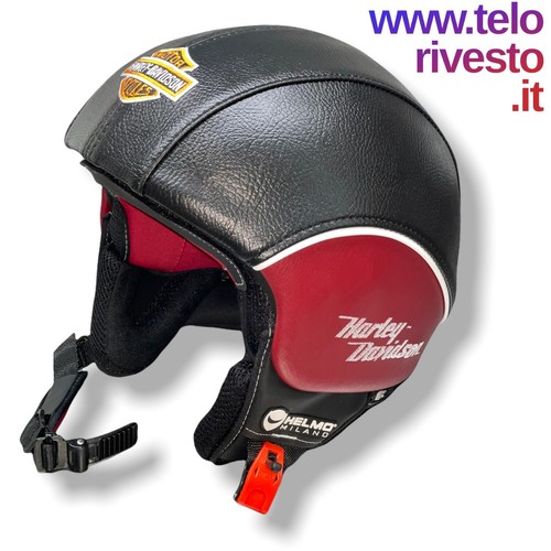 Casco Vintage Harley Davidson personalizzato in pelle s,m,l,xl occhiali visiera - Afbeelding 3 van 7