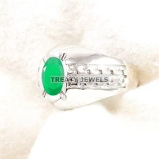 Emerald Oval Cut Gemstone With 925 Sterling Silver Ring For Men's #B46