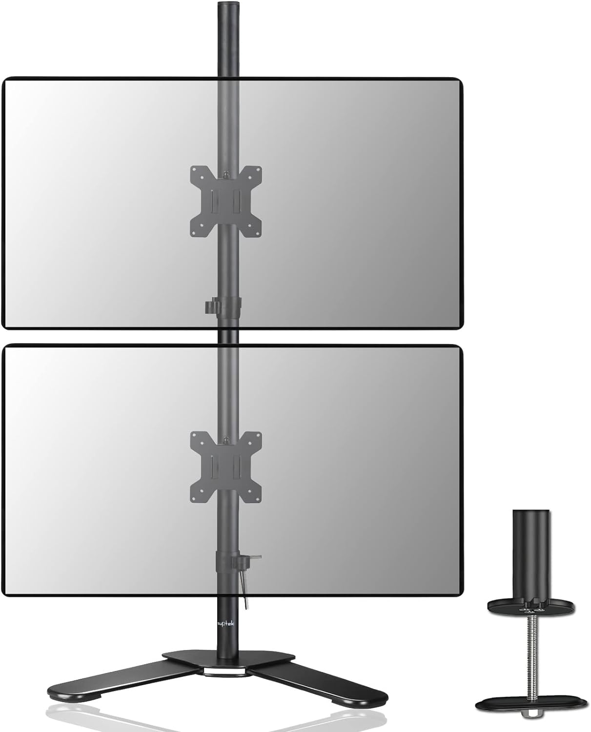 Dual LED LCD Monitor Stand up Free-Standing Desk Mount for 2 / Two Screens up to
