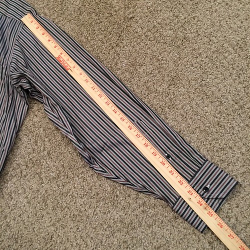 Structure Shirt Mens XL Brown Black Striped Long Sleeve Button Up Fitted - Picture 10 of 12