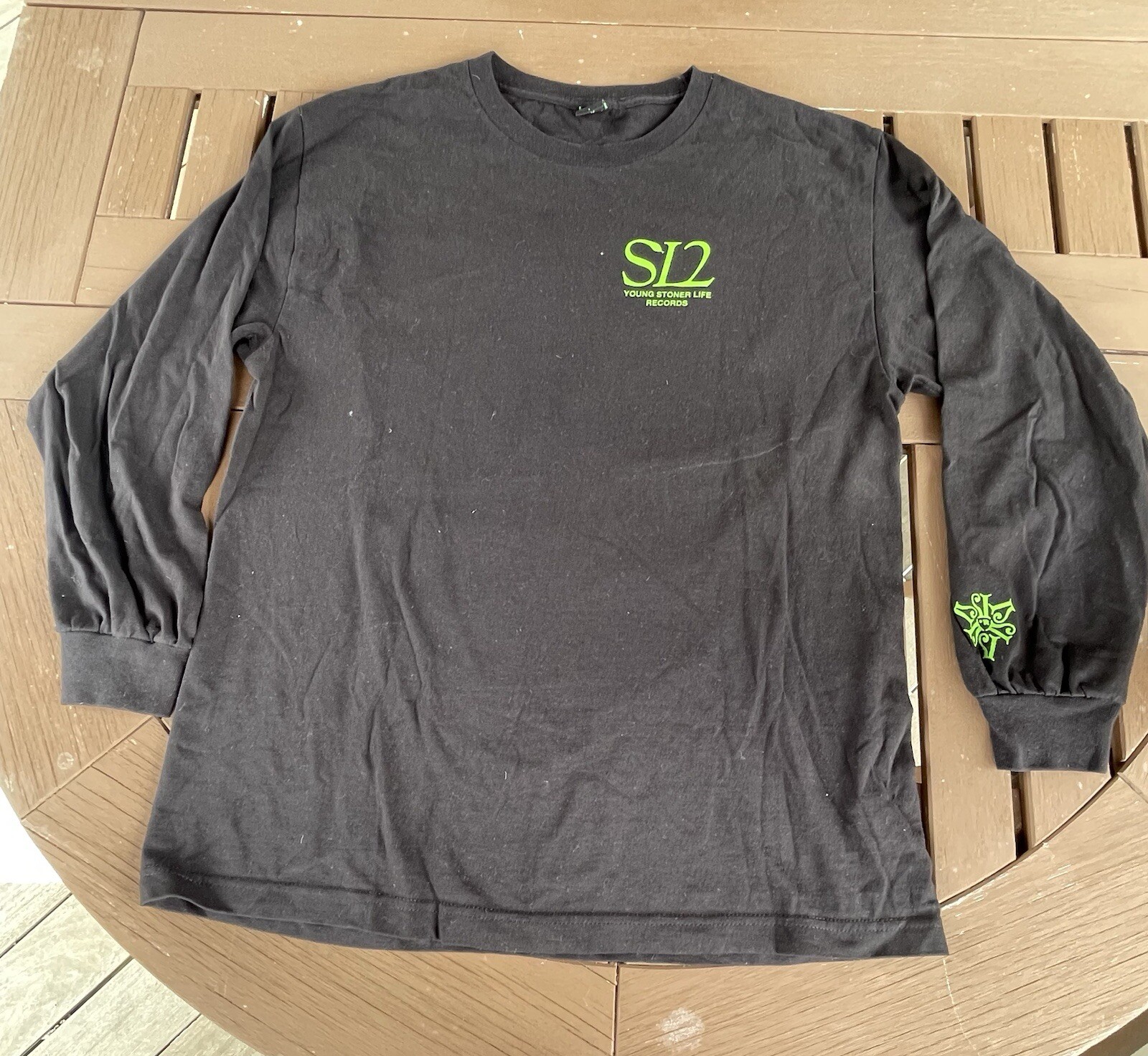 SAINT LAURENT Camicia a maniche lunghe Slime Language 2 SL2 nera grande L YSL giovane teppista