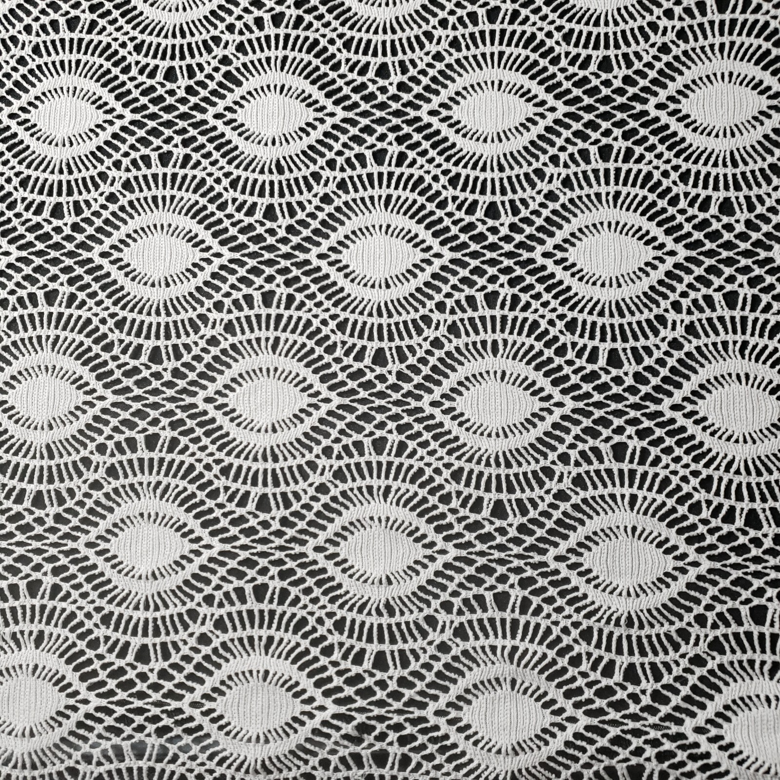 White Eye Lattice Faux Crochet Lace Fabric 62" BY THE YARD Art Deco Design