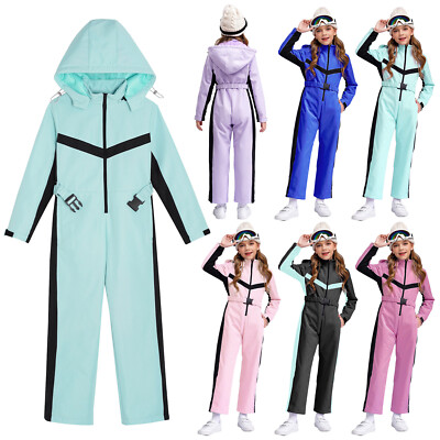 DE Kinder Mädchen Schneeanzüge Mode Jacken Skifahren Overalls Warm Anzüge Sport