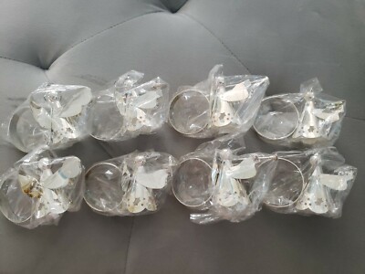 Vintage 8 Christmas Timeless Treasures Angel Halo Napkin Rings Silver-Plated Box