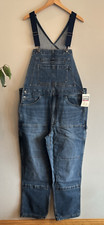 NWT DULUTH Trading Company M's Ballroom Double Flex Blue Denim Jean Bib Overalls