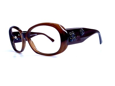 VTG CHANEL Brown Clear Oval Glasses Wide Temples Italy 5113 C.538
