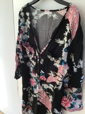 tunika longbluse 38  jdy blumen vogel print schwarz bunt asia