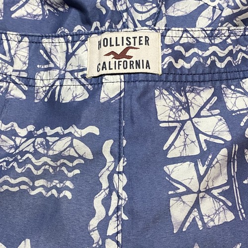 Hollister California Swim Shorts Trunks Men Large Blue White Floral Green String - Picture 6 of 9