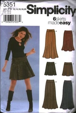 5351 Vintage Simplicity Sewing Pattern Misses Six Skirts Made Easy Three Lengths