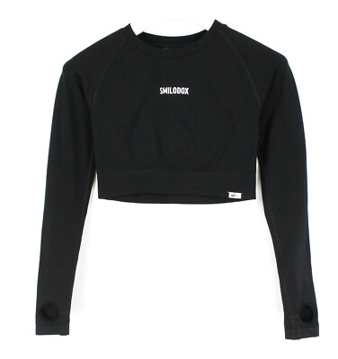 SMILODOX  T-Shirt Women's MEDIUM Long Sleeve Cropped Thumb Holes Activewear