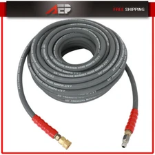 3/8" x 100ft 6000psi Hot Water Pressure Washer Hose Non-Marking 2-Braid R2 Gray