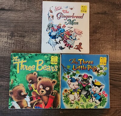 Vintge Three Little Pig,Three Bears, Gingerbread Man Whitman Softcover Book Lot
