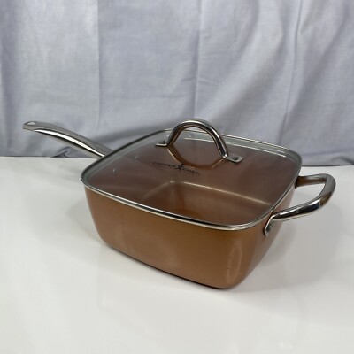 COPPER CHEF 9.5 FRING PAN WITH 9.5 4'' SAUCE PAN & GLASS LID S1
