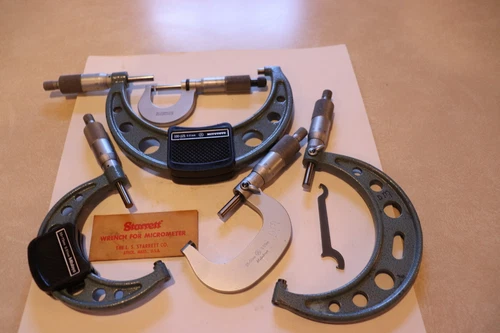 Starrett & Mitutoyo Metric Micrometers. Lot of 5. Range: 0-125mm. Pre- owned