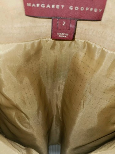 Margaret Godfrey Tan Suede Perforated Two Way Front Zipper Big Pocket Skirt Size - 第 8/9 張圖片